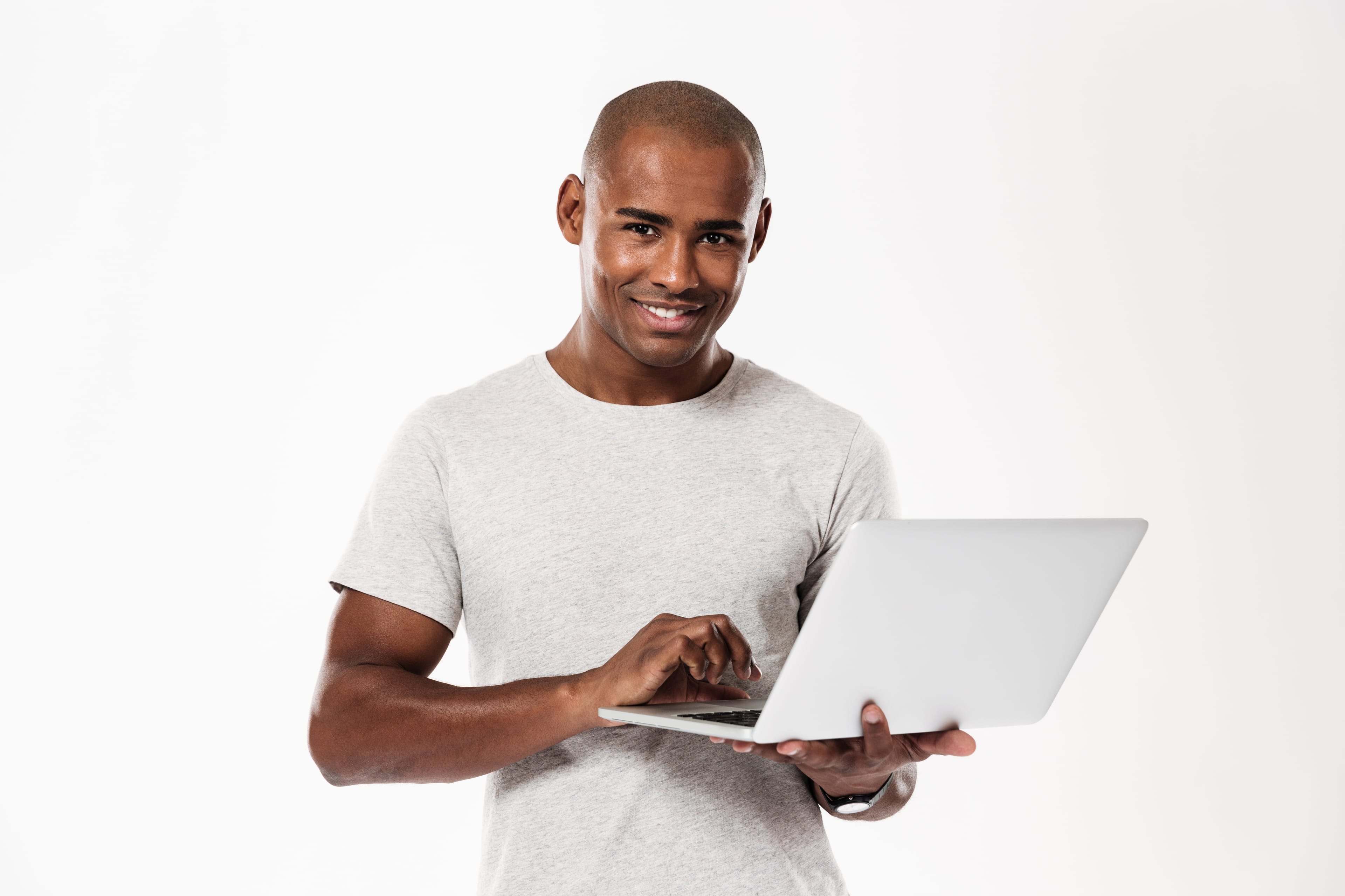 African learner using laptop